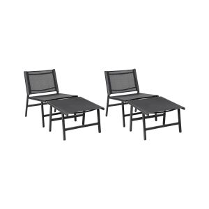 Conjunto de 2 sillas de jardín marceddi con reposapiés metal negro