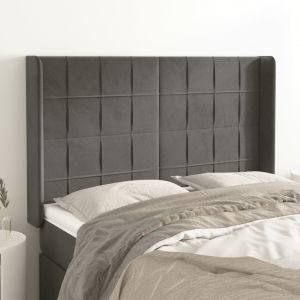 Cabecero con orejas de terciopelo gris oscuro 147x16x118/128 cm eso8399