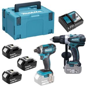 Paquete de 2 máquinas 18v taladro ddf458 + atornillador de impacto dtd152 -