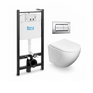 Roca active y pulsador cromo wc round smart tor 3 con asiento kp