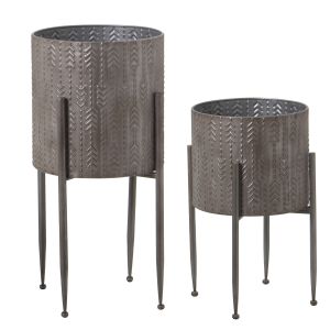 Set 4 maceteros metal plateado con patas
