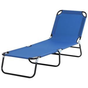 Tumbona plegable 188x56x28 cm acero y tela oxford color azul Outsunny