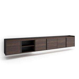 Mueble tv, 309x35x50cm, colgado, suspendido, LED rf4816