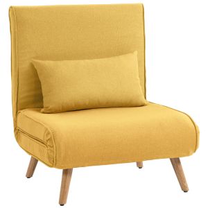 Sofá cama individual 72x75x85 cm lino color amarillo Homcom