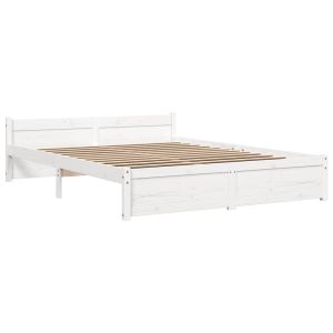 vidaXL estructura de cama sin colchón madera maciza blanco 140x200 cm
