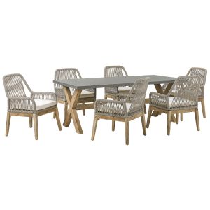 Conjunto de comedor exterior 6 plazas olbia con cojines beige