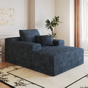 Sofá chaise longue modular tela azul sin montaje