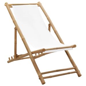 vidaXL silla de jardín de bambú y lona