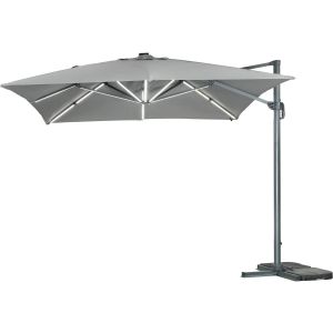 Parasol de jardin LED alu "sun 3 luxe" - cuadrado -  3 x 3 m - gris