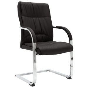 vidaXL silla de oficina voladiza de cuero sintético negra