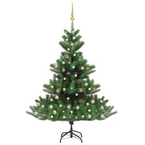 vidaXL árbol de navidad abeto nordmann con LEDs y bolas verde 180 cm