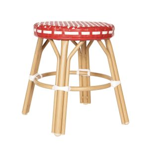 Oviala - taburete de jardín en aluminio y ratán sintético blanco y rojo