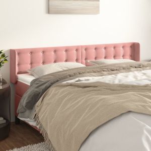 Cabecero de terciopelo rosa 203x16x78/88 cm eso7662