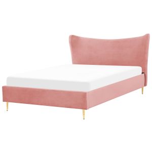 Cama terciopelo chaleix 160 x 200 cm rosa melocotón