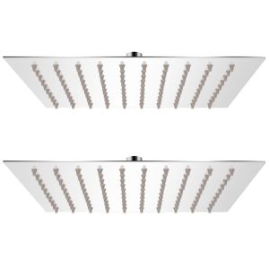 vidaXL cabezal de ducha efecto lluvia 2 pzs acero inoxidable 20x20 cm