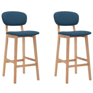 vidaXL taburetes de cocina 2 unidades tela azul