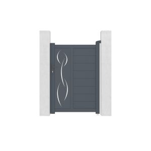 Pack puerta peatonal life 1m h.140cm + 2 postes a.166cm gris