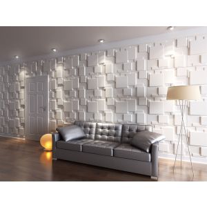 Panel mural 3d choc de fibra de bambú 625x800mm,  0.50m²/ unid.