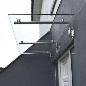 Marquesina de vidrio y soportes en acero inoxidable 180cm x 80cm