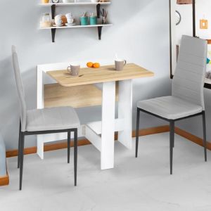 Mesa consola plegable edi blanca y haya 103x76 cm