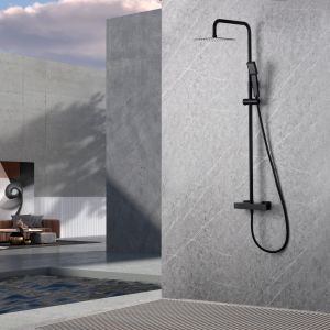 Conjunto ducha termostático art negro mate-imex