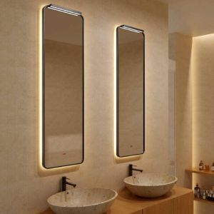 Espejo de baño LED rectangular palermo 50x150 cm negro antivaho