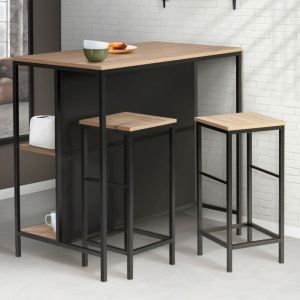 Mesa de bar industrial detroit - 2 taburetes - 100 cm