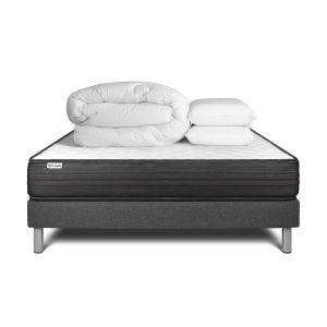 Pack cama completa - colchón 180x200cm + somier con láminas (kit) + 2 almoh