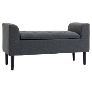 Banco con almacenaje tapizado gris oscuro 2 plazas 116 cm