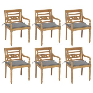 vidaXL sillas batavia 6 unidades madera maciza de teca con cojines