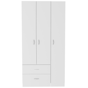 Armario austral de 3 puertas, con dos cajones blanco