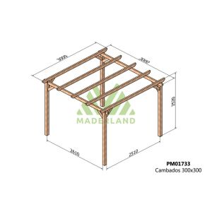 Pérgola de madera maciza - cambados 300x300cm (maderland)