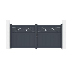 Pack puerta batiente halti 3m a.140cm + 2 postes a.160cm gris