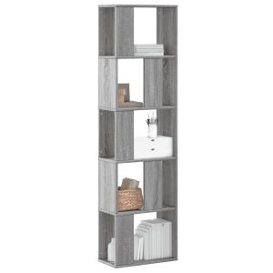 Librería de 5 niveles madera gris sonoma 45x23,5x162,5 cm