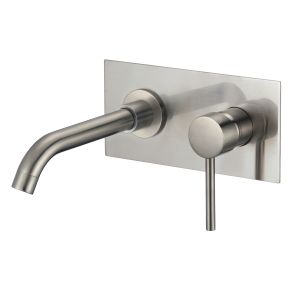 Valaz grifo de lavabo empotrado redondo monomando acero cepillado