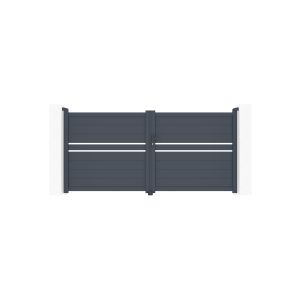 Puerta abatible 3m cimone al.140cm aluminio + 2 postes 15x15cm al.166cm