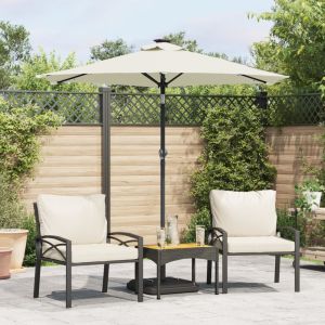 Sombrilla jardín con luces LED poste acero blanca 225x225x212cm eerf7484