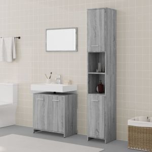 Set de muebles de baño 3 pzas madera contrachapada gris sonoma esb3331
