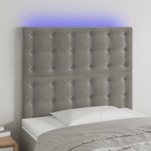Cabecero con luces LED terciopelo gris claro 90x5x118/128 cm eso2512
