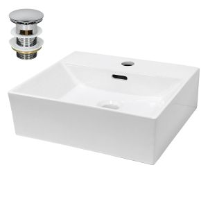 Lavabo cerámico rectangular 415 x 360 x 130 mm blanco ecd germany