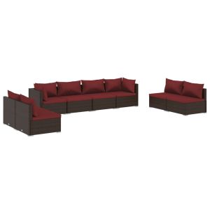 vidaXL set sofás de jardín 8 piezas y cojines ratán sintético marrón