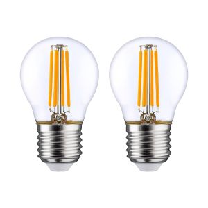 Pack 2 bombillas LED filamento esféricas E27 4w equi.40w 470lm 2700k
