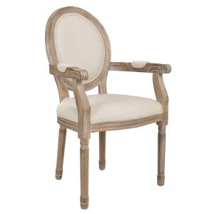 Silla de madera tapizada color beige 55x46x48/96