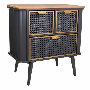 Mesita de metal y madera negro 58x33x60