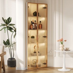 Vitrina esquinera con LED blanco 160x62x35cm