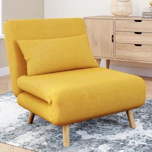 Sillón convertible escandinavo amarillo de tela - 80x190 cm