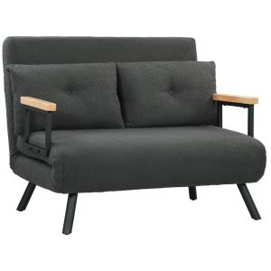 Sofá cama doble 102x73x81 cm borreguito, espuma color gris Homcom