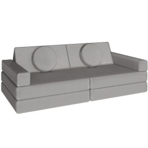 Sofá de juegos 8 piezas, disposición flexible apilable gris