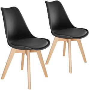 2 sillas de comedor, asiento acolchado, ergonómicas y estables, negro