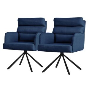 2x silla de comedor giratoria azul oscuro asiento